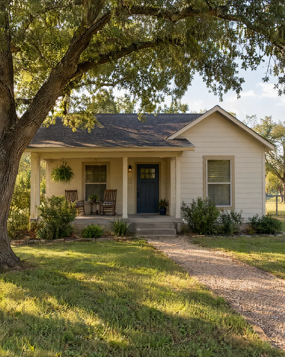 Illustration of a Texas home with a shaded front porch